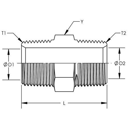 World Wide Fittings Male Pipe to Male Pipe Hex Nipple 3069X08X08